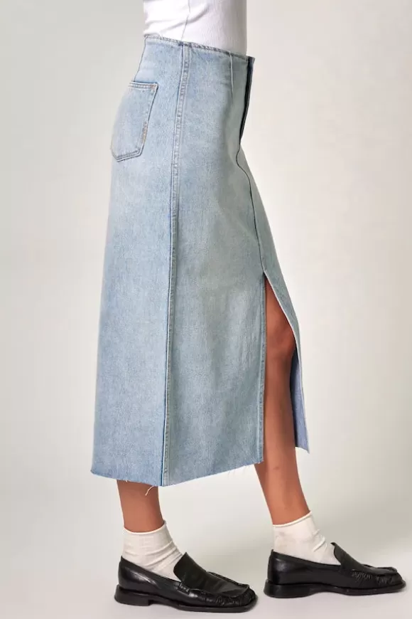 Women Neuw Denim Denim-Recut Maxi Skirt Light Vintage Indigo